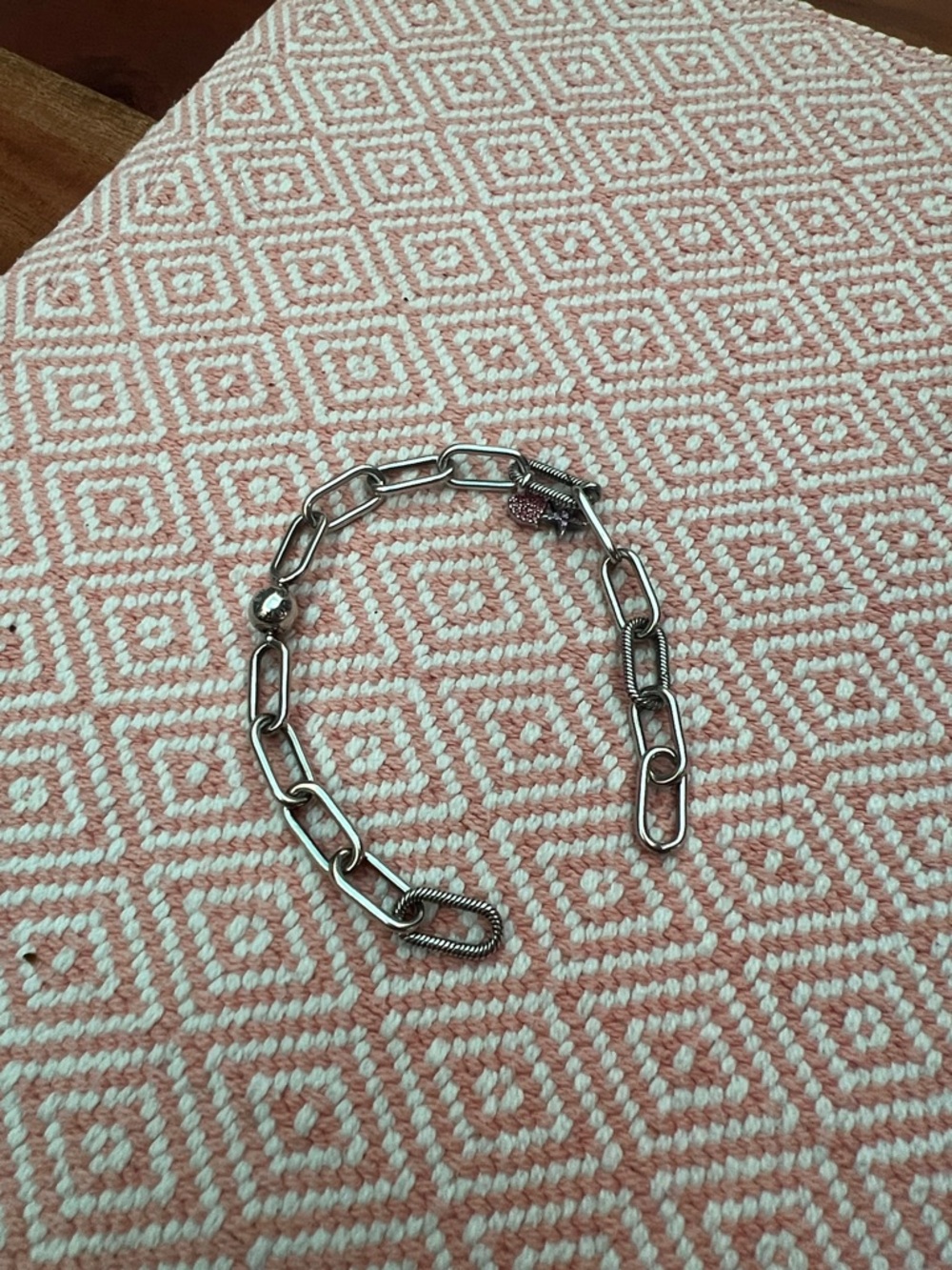 Pandora Paper Clip Link Bracelet with 2 Mini Crystal Charms - Picture 5 of 7